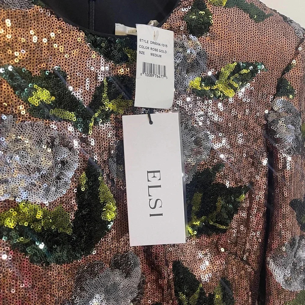 NWT HELSI Milena Floral Sequin Body-Con Mini Dress - Picture 6 of 7